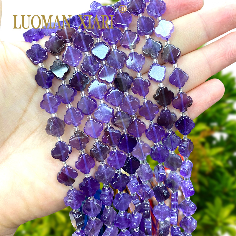 Red Clover Flower - Natural Stone 11x11mm Flower Clover Amethyst