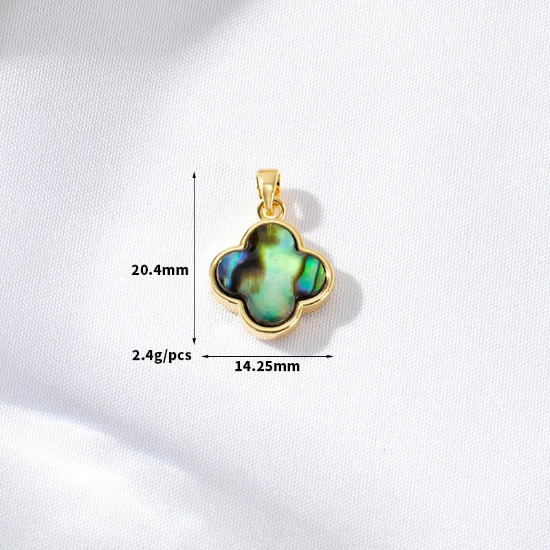 Red Clover Flower - 5pcs/lot Anti-rust Gold Plated Natural Abalone