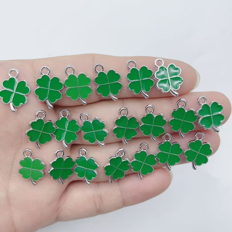 Red Clover Flower - 20Pcs Green Four Leaf Clover Alloy